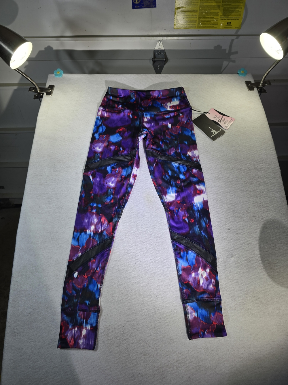 Reflex Women's Purple Blue Multicolor Athletic Yoga Pants. Size S